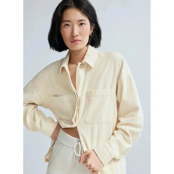 Aritzia Babaton Graydon Shirt Jacket Cream Corduroy XXS Shacket Winter Fall - Picture 2 of 8
